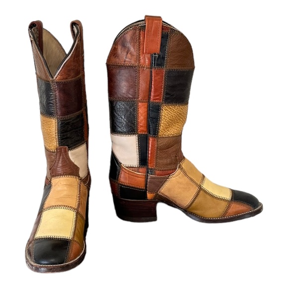 Size 6.5 Vintage Larry Mahan Genuine leather patch work western cowboy boots. - Picture 4 of 15